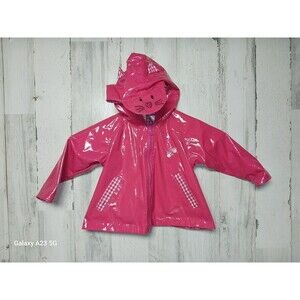 Baby Togs 12 Months Pink Gingham Rain Coat Kitty Cat